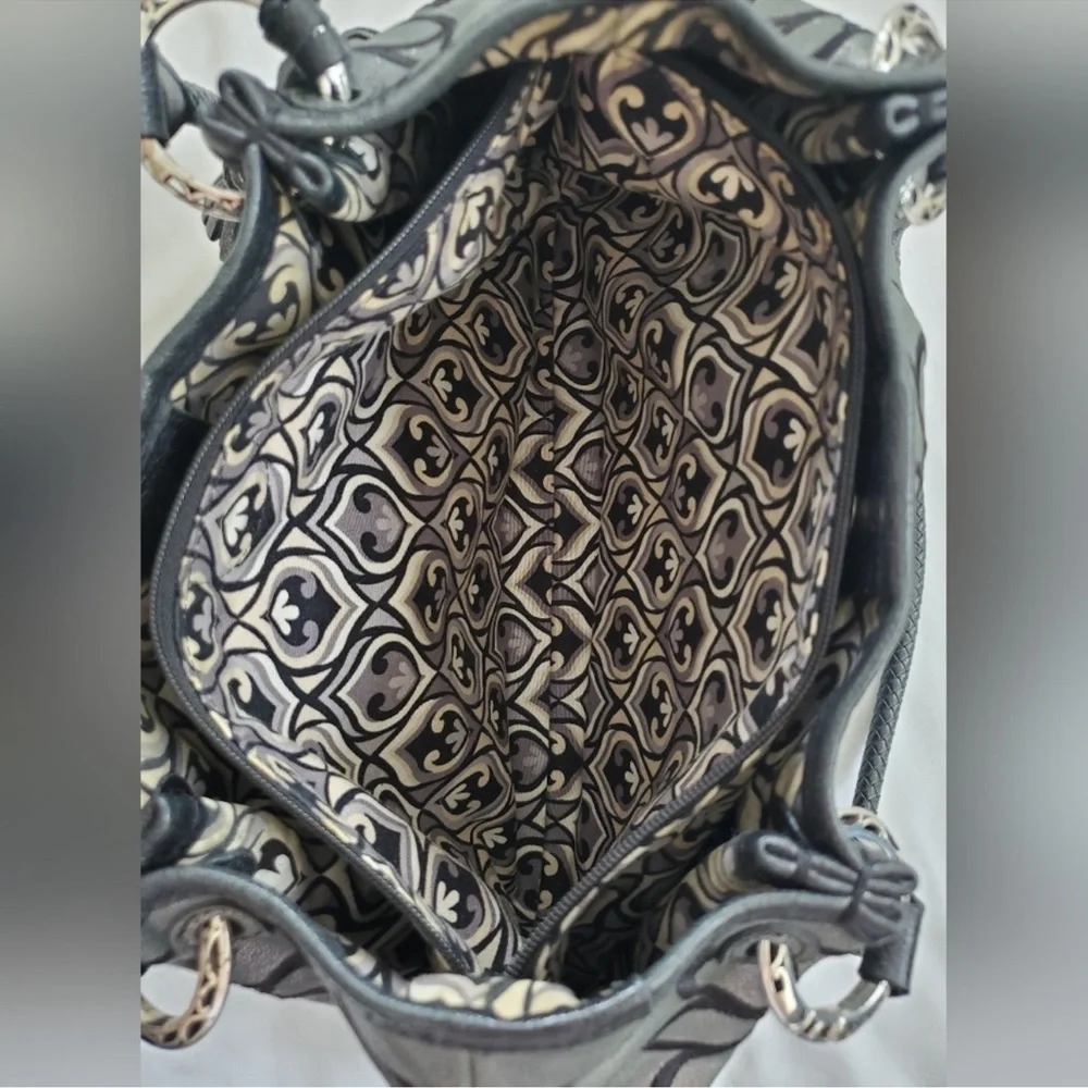 Brighton Valencia Gunmetal Pewter Floral Hobo Shoulder Handbag